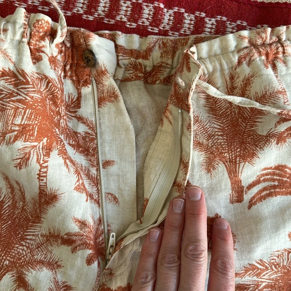 Vintage Jamaica Bay Linen Palm Tree Print Pants Size Medium - Picture 5 of 7